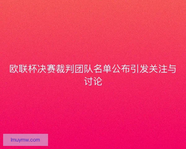 欧联杯决赛裁判团队名单公布引发关注与讨论